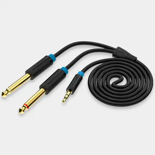 Vention Cable Estéreo BACBI/ Jack 3.5 Macho - 2x Jack 6.5 Macho/ 3m/ Negro