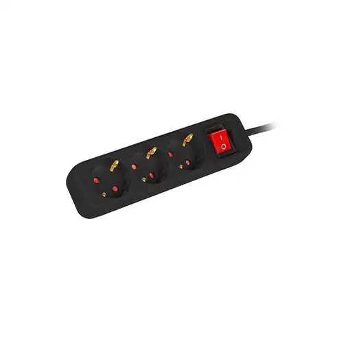 Lanberg PS1-03F-0150-BK base múltiple 1,5 m 3 salidas AC Interior Negro