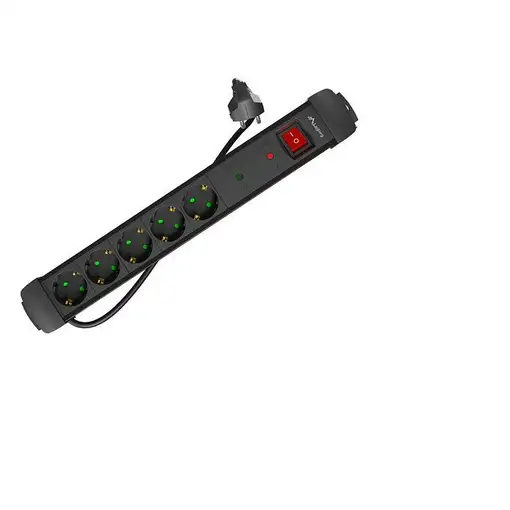 Lanberg SP1-05F-0300-BK base múltiple 3 m 5 salidas AC Interior Negro