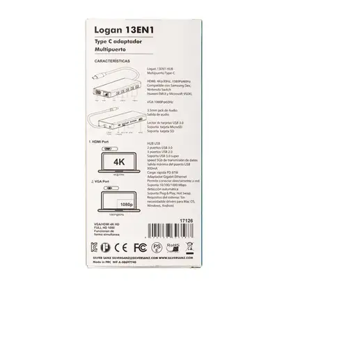 SilverHT Adaptador Type-C Logan HUB 13 en 1