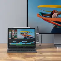 HYPER HD449 base para portátil y replicador de puertos Gris