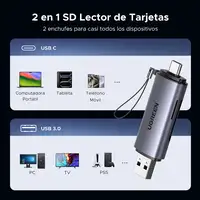 Ugreen 50706 lector de tarjeta USB/Micro-USB Plata