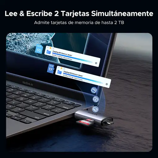 Ugreen 50706 lector de tarjeta USB/Micro-USB Plata