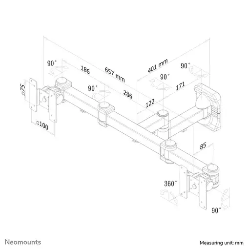 Neomounts FPMA-W960D Soporte de pared para doble monitor/TV 10-27" - movimiento co
