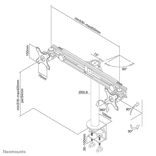 Neomounts FPMA-D700D Brazo de monitor 19-30"