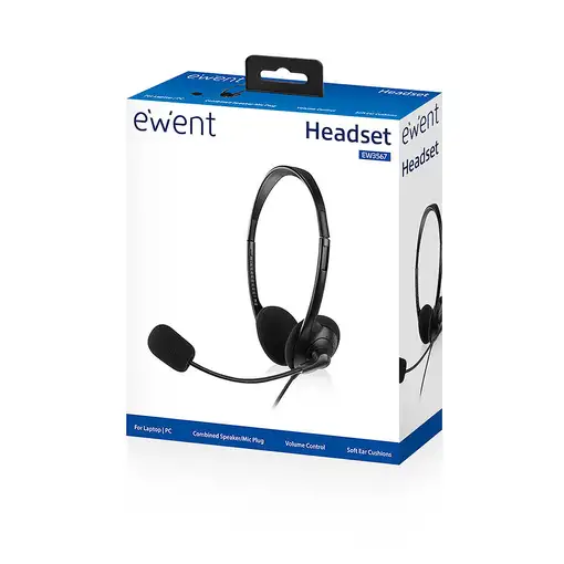 Ewent EW3567 auricular y casco Auriculares Alámbrico Diadema Llamadas/Música Negro