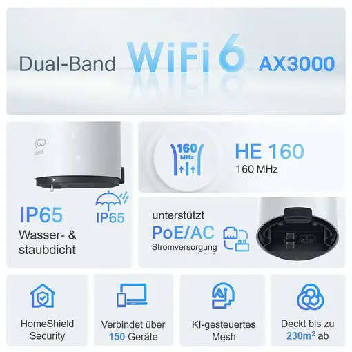 TP-Link Deco X50-Outdoor Doble banda (2,4 GHz / 5 GHz) Wi-Fi 6 (802.11ax) Blanco 1