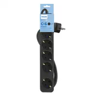 Philips CHP2154B/10 base múltiple 1,5 m 5 salidas AC Interior Negro