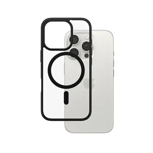PanzerGlass ® HardCase Transparent w. Black MagSafe & Frame iPhone 16 Pro funda pa