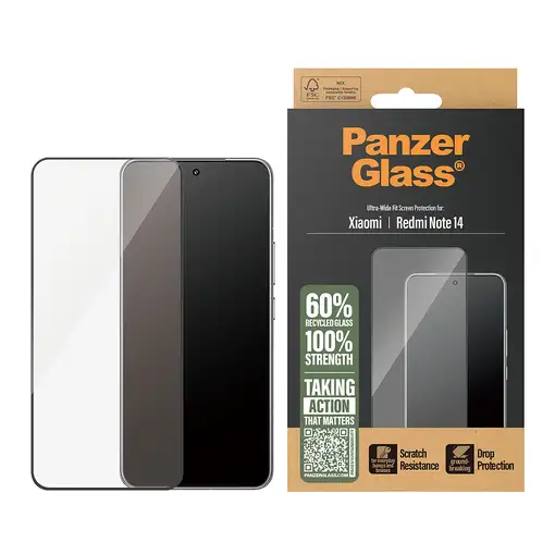 PanzerGlass ® Screen Protector w. Black Frame Xiaomi Redmi Note 14 | Ultra-Wide Fi