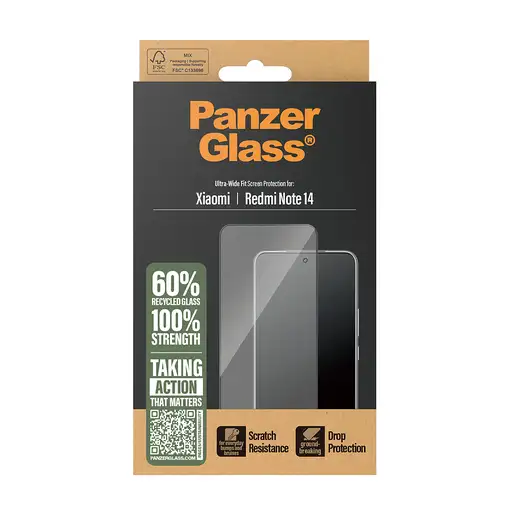 PanzerGlass ® Screen Protector w. Black Frame Xiaomi Redmi Note 14 | Ultra-Wide Fi