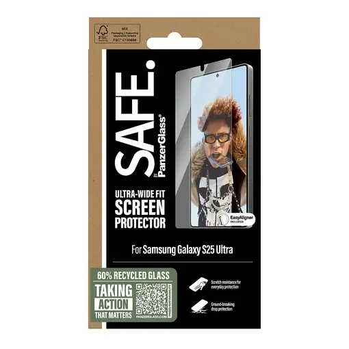 PanzerGlass SAFE. by ® Screen Protector Samsung Galaxy S25 Ultra | Ultra-Wide Fit