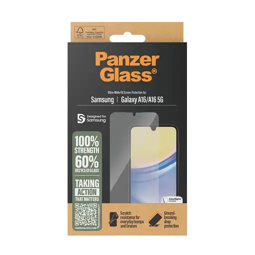 PanzerGlass ® Screen Protector Samsung Galaxy A16 | A16 5G | Ultra-Wide Fit Protec