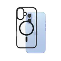 PanzerGlass ® HardCase Transparent w. Black MagSafe & Frame iPhone 16 funda para t