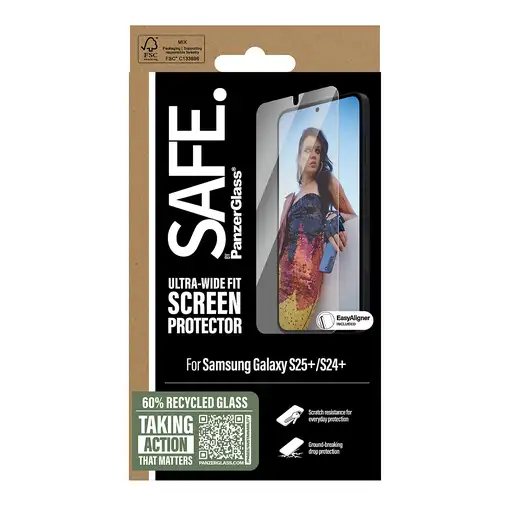 PanzerGlass SAFE. by ® Screen Protector Samsung Galaxy S25+ | S24+ | Ultra-Wide Fi
