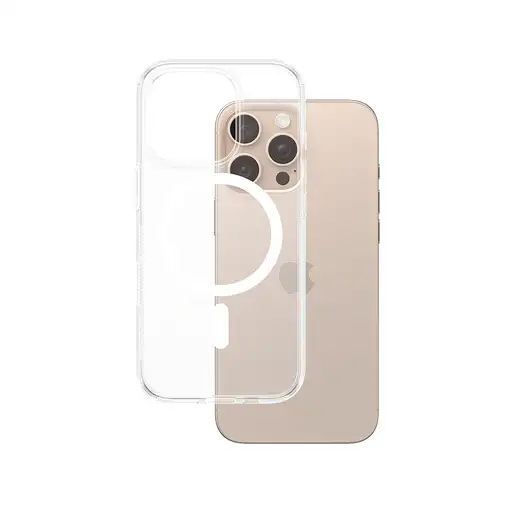 PanzerGlass ® HardCase Transparent w. White MagSafe iPhone 16 Pro Max funda para t