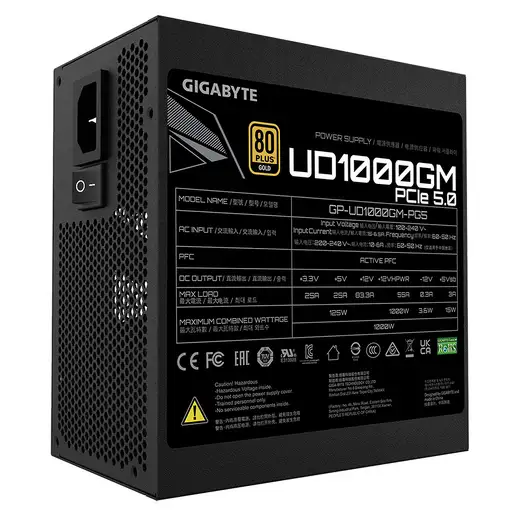 GIGABYTE UD1000GM PG5 unidad de fuente de alimentación 1000 W 20+4 pin ATX ATX Neg