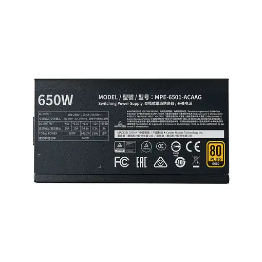 Cooler Master MWE Gold 650 - V2 Full Modular unidad de fuente de alimentación 650