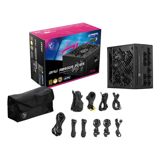 MSI MPG A850GS PCIE5 unidad de fuente de alimentación 850 W 24-pin ATX ATX Negro