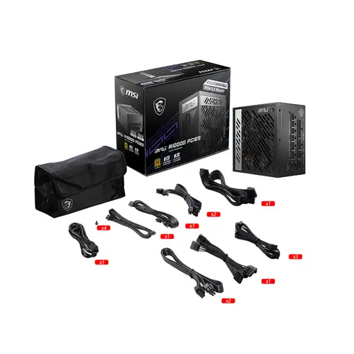 MSI MPG A1000G PCIE5 unidad de fuente de alimentación 1000 W 20+4 pin ATX ATX Negr