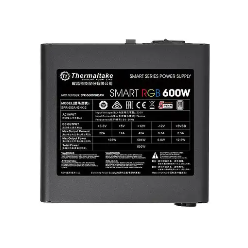 Thermaltake Smart RGB unidad de fuente de alimentación 600 W 20+4 pin ATX ATX Negr