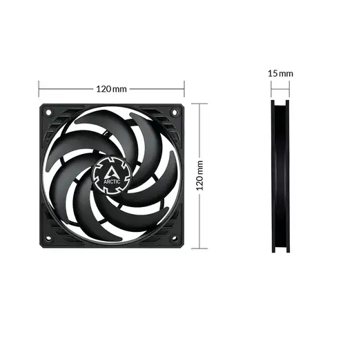 ARCTIC P12 Slim PWM PST Carcasa del ordenador Ventilador 12 cm Negro 1 pieza(s)