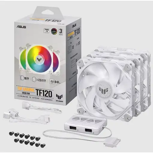 ASUS TUF GAMING TF120 ARGB WHITE EDITION 3IN1 Carcasa del ordenador Refrigerador d