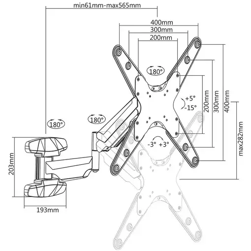 Manhattan Soporte universal de pared para TV, con pistón a gas