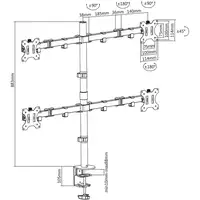 Manhattan Soporte para cuatro monitores, movimiento con brazos de doble articulaci