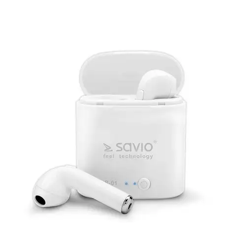 Savio TWS-01 Białe Auriculares Inalámbrico Dentro de oído Llamadas/Música/Deporte/