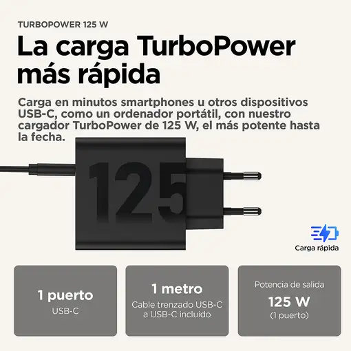 Motorola TurboPower 125W Universal Negro Corriente alterna Carga rápida Interior