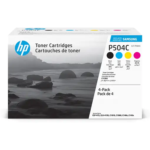 Samsung Paquete de 4 Cartuchos de Tóner Original HP CLT-P504C cian/magenta/amarill