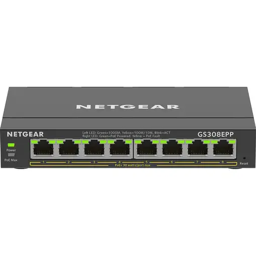 NETGEAR 8-Port Gigabit Ethernet High-Power PoE+ Plus Switch (GS308EPP) Gestionado