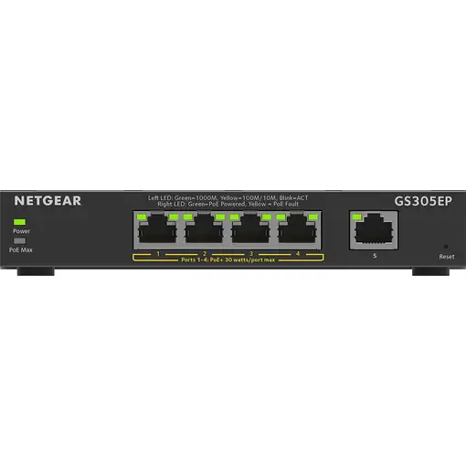 NETGEAR 5-Port Gigabit Ethernet PoE+ Plus Switch (GS305EP) Gestionado L2/L3 Gigabi