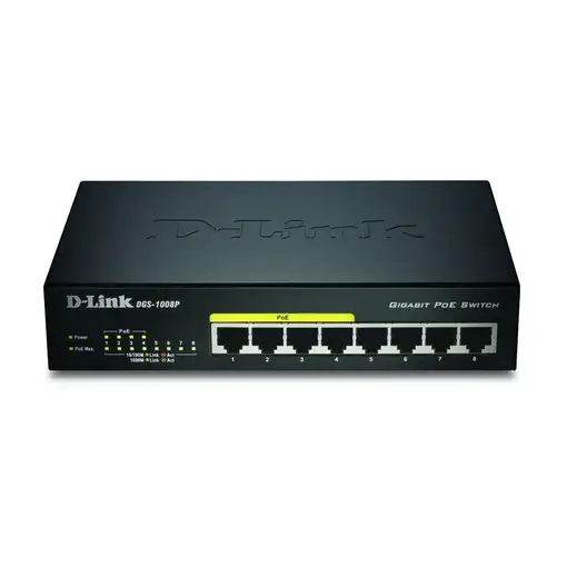 D-Link DGS-1008P/E switch No administrado L2 Energía sobre Ethernet (PoE) Negro