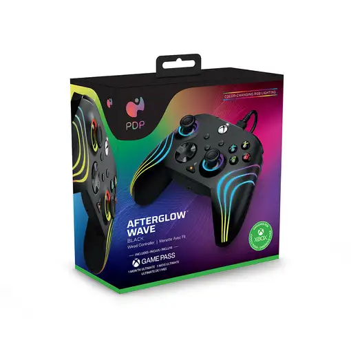 PDP Afterglow Wave Negro USB Gamepad PC, Xbox One, Xbox Series S, Xbox Series X