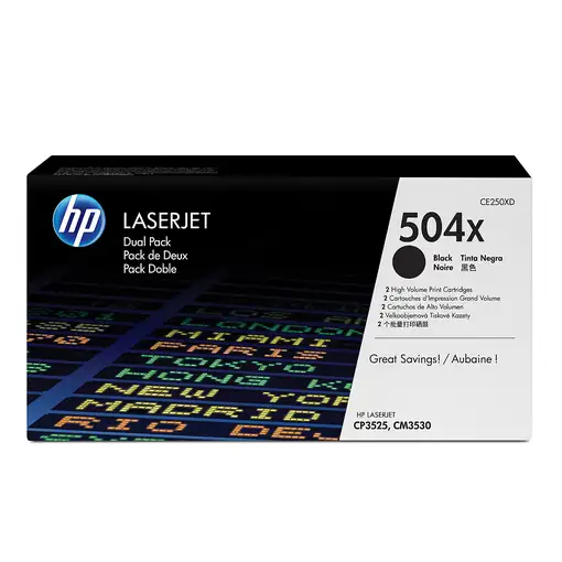 HP Pack de ahorro de 2 cartuchos de tóner original LaserJet 504X de alta capacidad