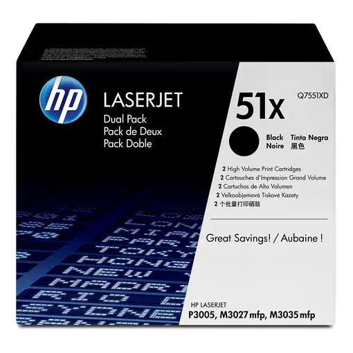 HP Pack de ahorro de 2 cartuchos de tóner original LaserJet 51X de alta capacidad