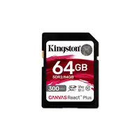 Kingston Technology 64GB Canvas React Plus SDXC UHS-II 300R/260W U3 V90 for Full H