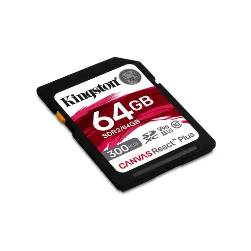 Kingston Technology 64GB Canvas React Plus SDXC UHS-II 300R/260W U3 V90 for Full H