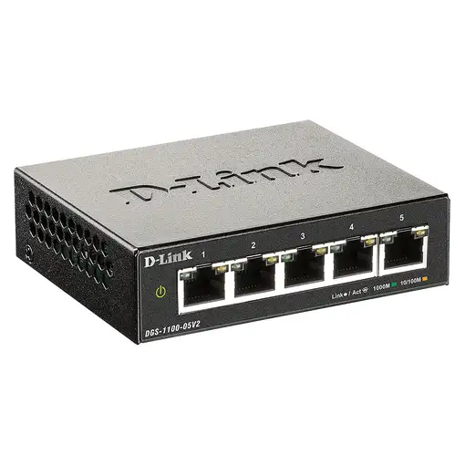 D-Link DGS-1100-05V2/E switch Gestionado L2 Gigabit Ethernet (10/100/1000) Negro