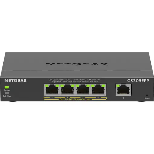 NETGEAR 5-Port Gigabit Ethernet High-Power PoE+ Plus Switch (GS305EPP) Gestionado