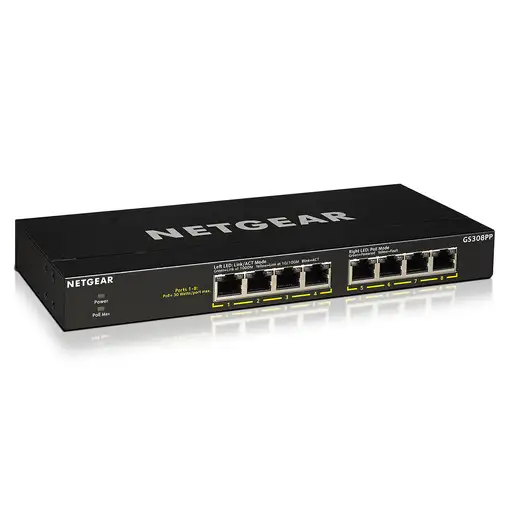 NETGEAR GS308PP No administrado Gigabit Ethernet (10/100/1000) Energía sobre Ether
