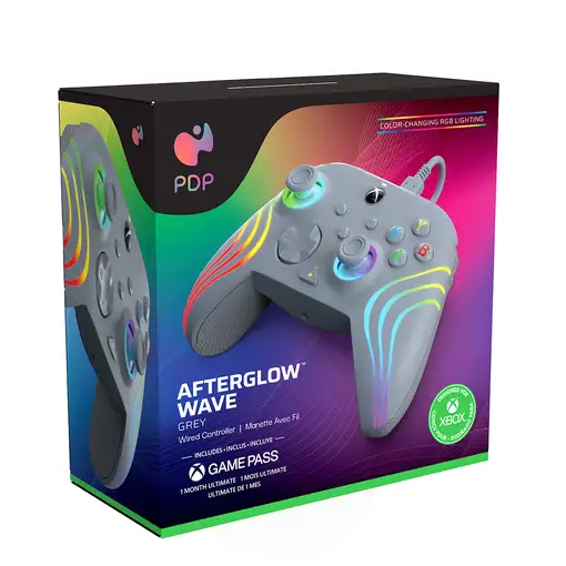 PDP Afterglow Wave Gris USB Gamepad Analógico/Digital PC, Xbox One, Xbox Series S,