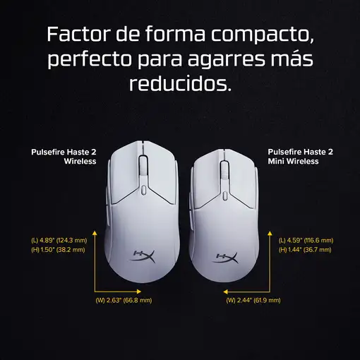 HyperX Pulsefire Haste 2 Mini: ratón gaming inalámbrico (blanco)
