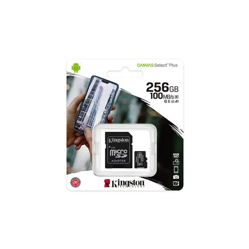 Kingston Technology Canvas Select Tarjeta micSDXC Plus 100R A1 C10 de 256 GB + ADP