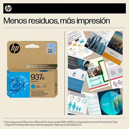 HP Cartucho de Tinta Original EvoMore 937e cian