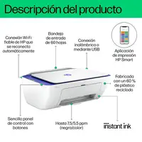 HP DeskJet 2821e Inalámbrico All-in-One Color Impresora, Instant Ink; Fotocopiador