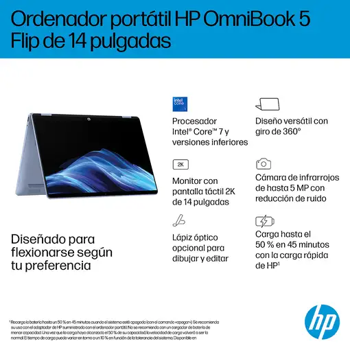 HP OmniBook 5 Flip 14-fp0014ns Intel® Core™ i5 i5-1334U Portátil 35,6 cm (14") Pan