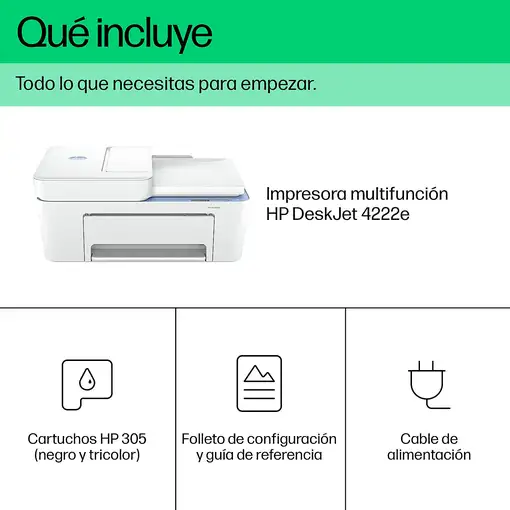 HP DeskJet 4222e Inalámbrico All-in-One Color Impresora, Servicio Instant Ink; Fot